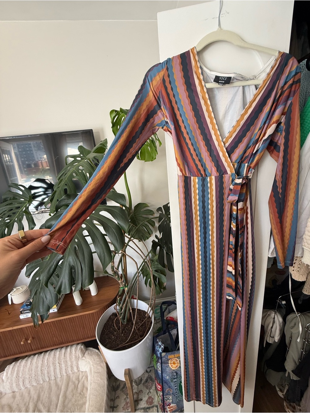 Vici Striped Maxi Dress in Orange, Blue, Pink